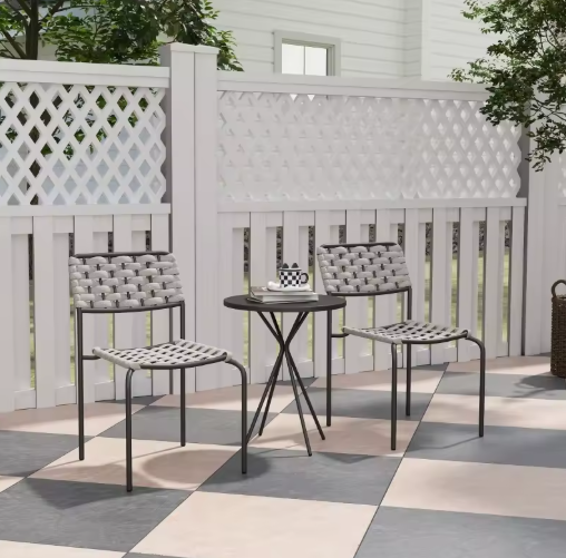 3-delige Polyrotan Bistroset – Stapelbare Stoelen & Tafel