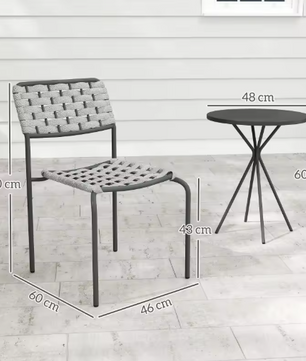 3-delige Polyrotan Bistroset – Stapelbare Stoelen & Tafel