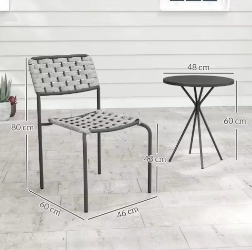 3-delige Polyrotan Bistroset – Stapelbare Stoelen & Tafel