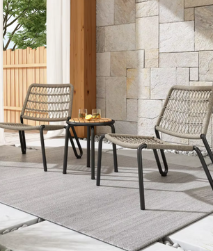 3-delige Bistroset – Stalen Frame, Gevlochten Touw & Acaciahout