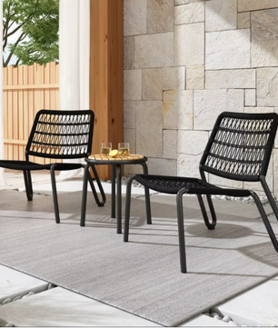 3-delige Bistroset – Gevlochten Touwstoelen & Massief Houten Tafel