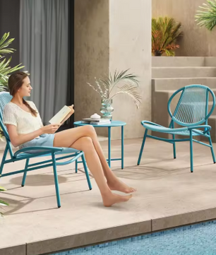 3-delige Balkonset van Polyrattan – 2 Stoelen & Tafel, Modern en Comfortabel