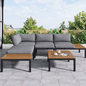 5-persoons Tuinlounge Set – Polyrattan Bank & Tafel met Houtlook