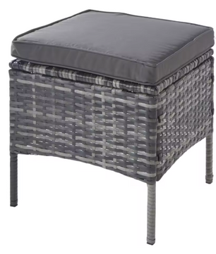 7-delige Loungeset met Eettafel – Rotan, Kussens & Glazen Tafelblad