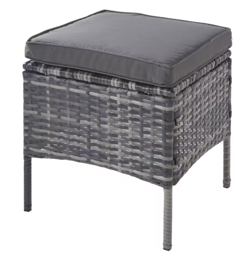 7-delige Loungeset met Eettafel – Rotan, Kussens & Glazen Tafelblad