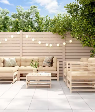 Massief Houten Tuinloungeset – Met Kussens & Natuurlijke Look