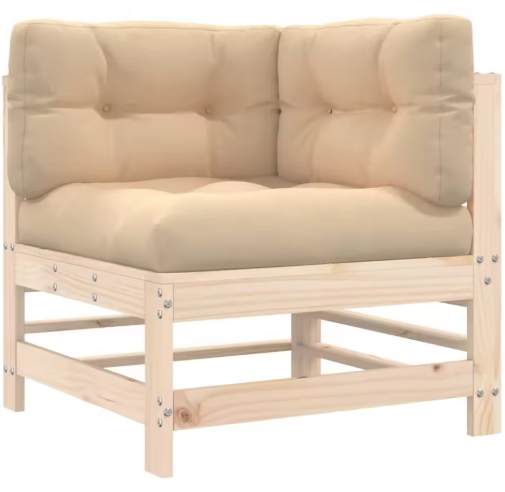 Massief Houten Tuinloungeset – Met Kussens & Natuurlijke Look