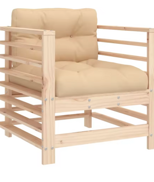 Massief Houten Tuinloungeset – Met Kussens & Natuurlijke Look