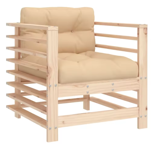 Massief Houten Tuinloungeset – Met Kussens & Natuurlijke Look