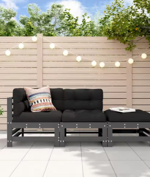 8-delige Houten Loungeset Tuin – Grijs met Kussens & Tafel