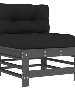 8-delige Houten Loungeset Tuin – Grijs met Kussens & Tafel