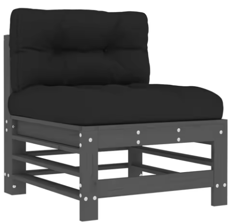 8-delige Houten Loungeset Tuin – Grijs met Kussens & Tafel