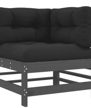 8-delige Houten Loungeset Tuin – Grijs met Kussens & Tafel