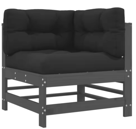 8-delige Houten Loungeset Tuin – Grijs met Kussens & Tafel
