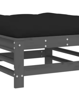 8-delige Houten Loungeset Tuin – Grijs met Kussens & Tafel
