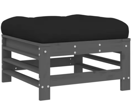 8-delige Houten Loungeset Tuin – Grijs met Kussens & Tafel
