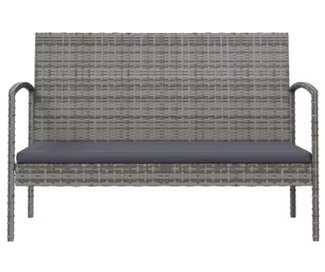 Grijze Polyrotan Loungeset – 4-Delig met Kussens & Stalen Frame