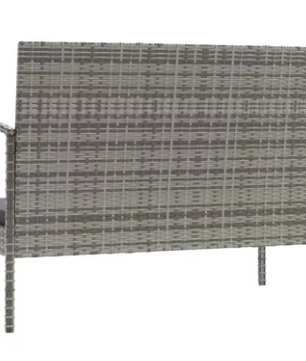 Grijze Polyrotan Loungeset – 4-Delig met Kussens & Stalen Frame
