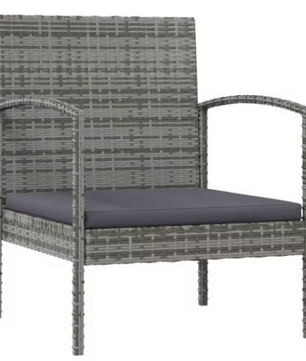 Grijze Polyrotan Loungeset – 4-Delig met Kussens & Stalen Frame