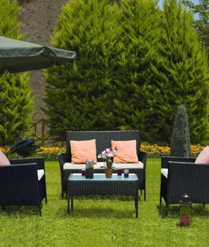 4-delige Rotan Loungeset voor Tuin & Terras – Inclusief Tafel & Kussens, Weerbestendig en Compact