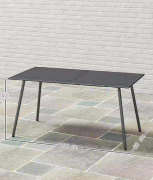 Rechthoekige Buitentafel van Staal – 150x80 cm, Weerbestendig & Modern Design