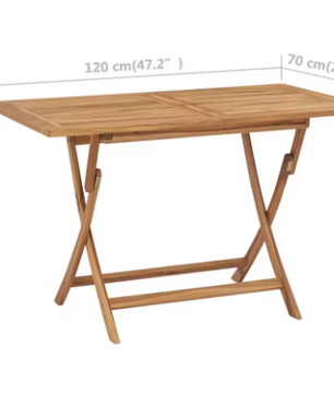 Opvouwbare Teakhouten Tuintafel 120x70 cm – Massief Hout & Parasolgat, Voor Buiten