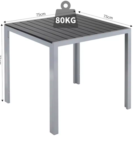 Tuintafel van Aluminium & WPC – Weerbestendig, 75x75 cm
