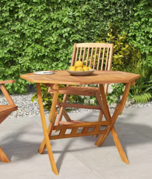 Opvouwbare Ronde Tuintafel – Massief Acaciahout met Parasolgat