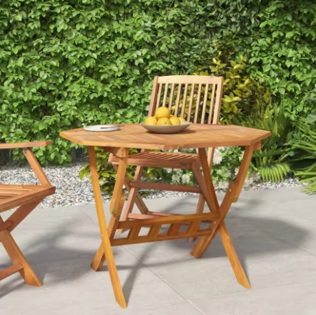 Opvouwbare Ronde Tuintafel – Massief Acaciahout met Parasolgat