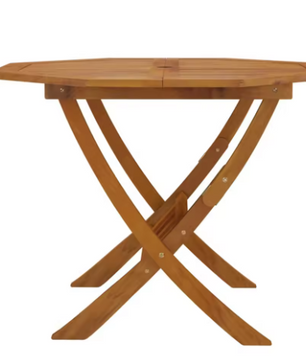 Opvouwbare Ronde Tuintafel – Massief Acaciahout met Parasolgat