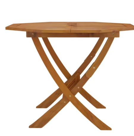 Opvouwbare Ronde Tuintafel – Massief Acaciahout met Parasolgat