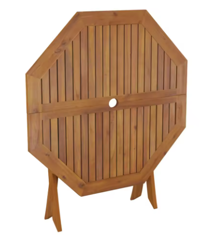 Opvouwbare Ronde Tuintafel – Massief Acaciahout met Parasolgat