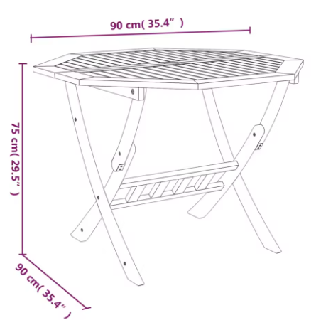 Opvouwbare Ronde Tuintafel – Massief Acaciahout met Parasolgat