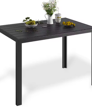 Rechthoekige Tuintafel met Parasolgat – WPC & Aluminium, Weerbestendig en Lichtgewicht