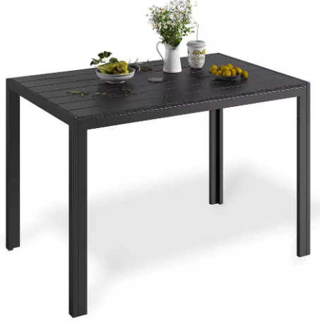 Rechthoekige Tuintafel met Parasolgat – WPC & Aluminium, Weerbestendig en Lichtgewicht