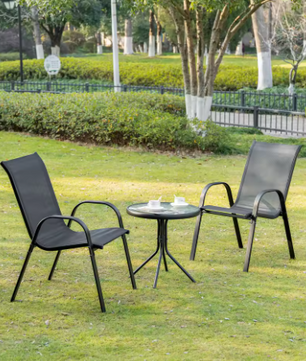 Set van 2 Stapelbare Tuinstoelen – Ademend Textileen & Metaal