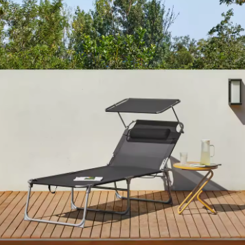 Opvouwbare Ligstoel met Zonnescherm – Verstelbaar & Ademend
