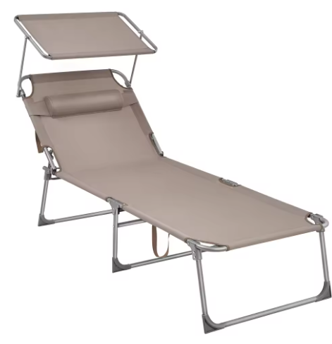 Opvouwbare Ligstoel met Zonnescherm – Verstelbaar & Ademend