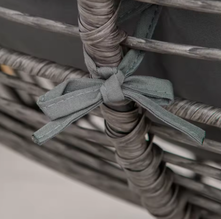 Rotan Tuinfauteuil met Kruk – Metalen Frame & Kussen