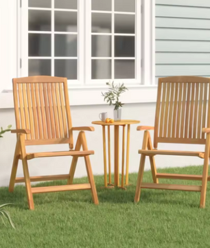 Set van 2 Opvouwbare Eucalyptus Tuinstoelen – Verstelbare Rugleuning & Massief Hout, Buitenmeubel