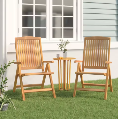 Set van 2 Opvouwbare Eucalyptus Tuinstoelen – Verstelbare Rugleuning & Massief Hout, Buitenmeubel