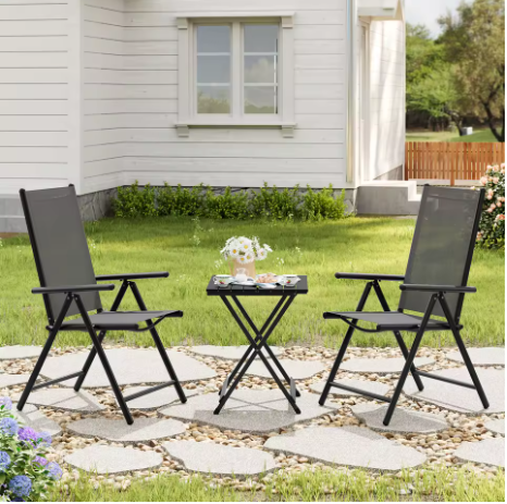 Set van 2/4 Opvouwbare Tuinstoelen – Verstelbare Rugleuning & Ademende Stoffen Bekleding