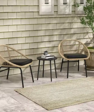 3-delige Tuinset – Acapulco Stoelen & Glazen Tafel op Houten Look Frame