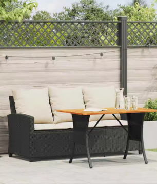 3-zits Tuinbankset met Tafel – Geweven Hars & Acaciahout, Inclusief Kussens