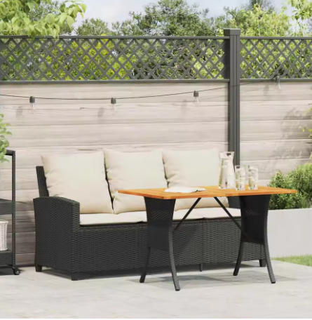 3-zits Tuinbankset met Tafel – Geweven Hars & Acaciahout, Inclusief Kussens