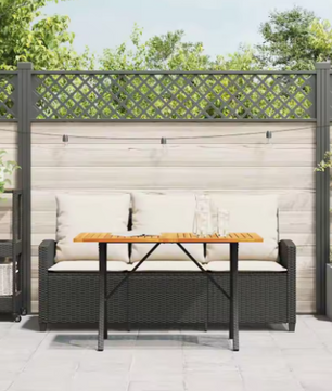 3-zits Tuinbankset met Tafel – Geweven Hars & Acaciahout, Inclusief Kussens