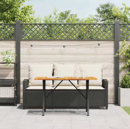 3-zits Tuinbankset met Tafel – Geweven Hars & Acaciahout, Inclusief Kussens
