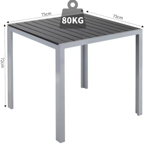 3-delige Outdoor Loungeset – Opvouwbare Aluminium Stoelen & Vierkante Tuintafel