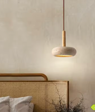 Travertijn Hanglamp – Creatieve Natuurlijke LED Binnenlamp