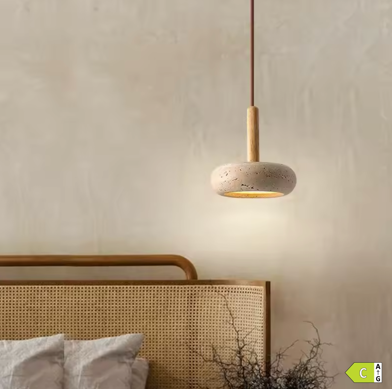 Travertijn Hanglamp – Creatieve Natuurlijke LED Binnenlamp